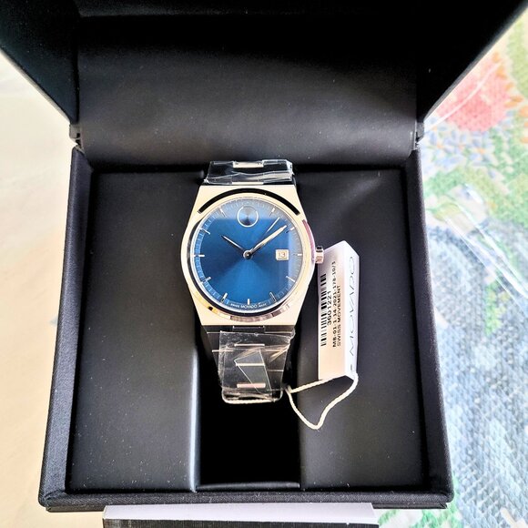 Movado Men's Bold Quest Sunray Navy Blue Dial Swiss Watch - Picture 5 of 7